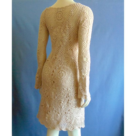 Boston Proper Nude Crochet Dress S - Picture 6 of 7